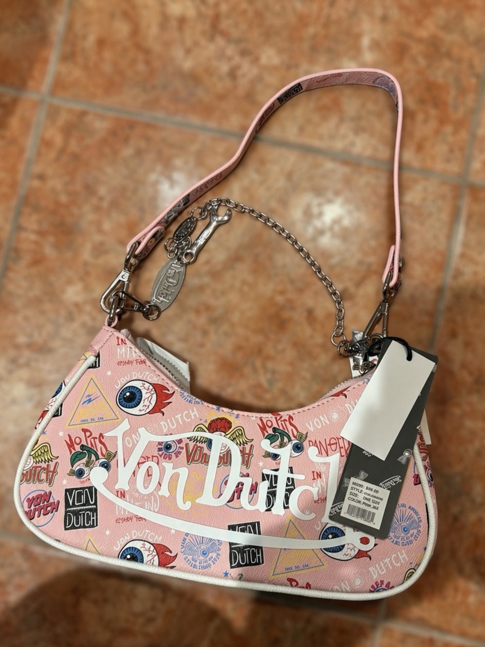 Von Dutch Pink JAX Graphic Mini Shoulder Bag NWT 💗 Y2K